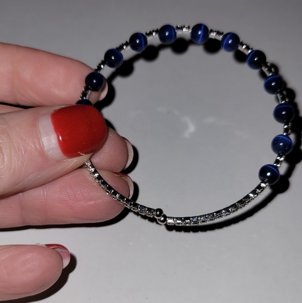 Blue & Silver Tone Adjustable Bracelet